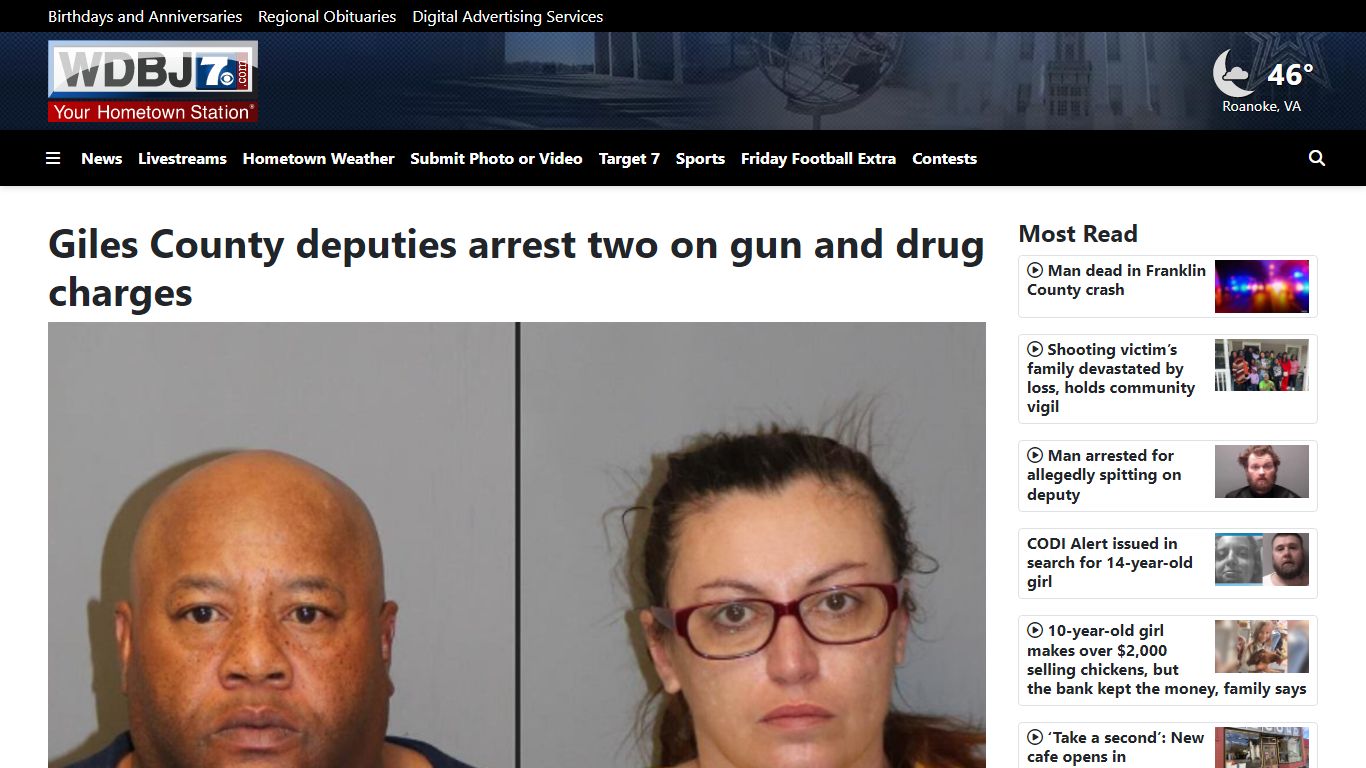 Giles County deputies arrest two on gun and drug charges - WDBJ