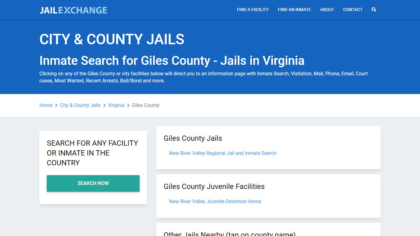 Inmate Search for Giles County | Jails in Virginia - Jail Exchange