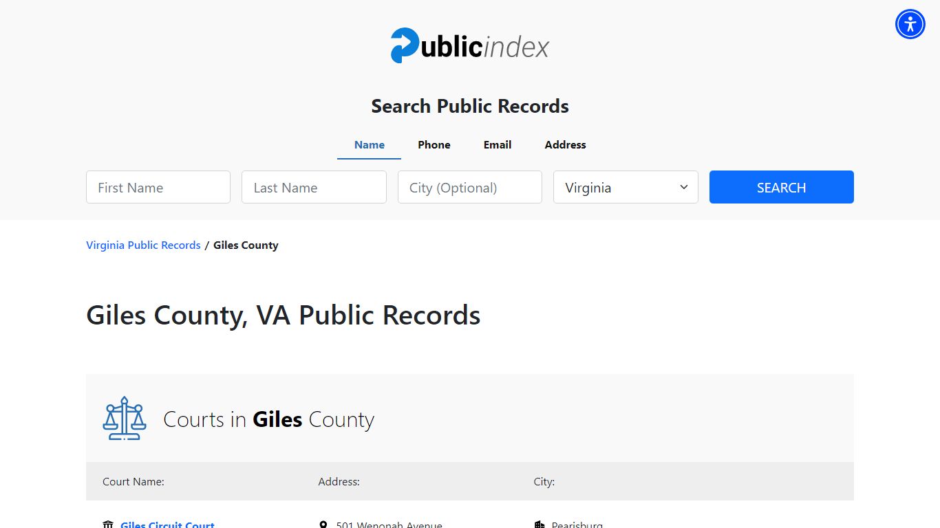 Giles County, VA Public Court, Arrest and Inmate Records - ThePublicIndex